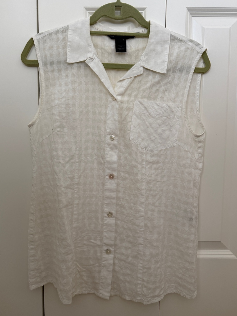 Marc by Marc Jacob’s Sleeveless White Button-Front Top